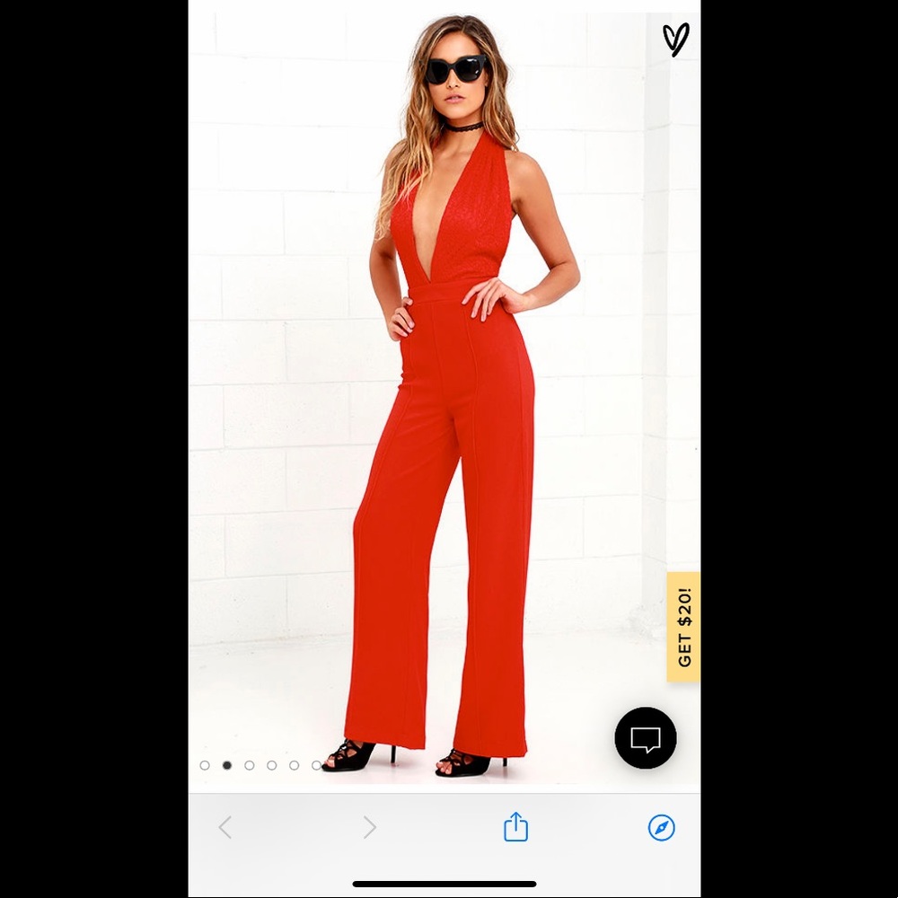 Lulus Red Halter Jumpsuit